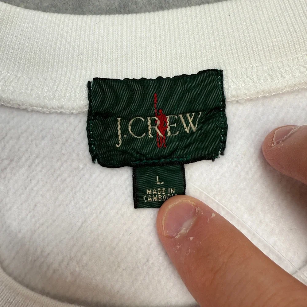 J Crew Sweatshirt Mens Large White Heritage Oarsman Graphic 14 Oz Fleece NEW